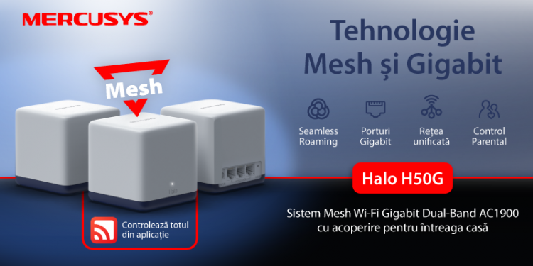 Mercusys® anunță Halo H50G — primul său sistem Mesh Gigabit, perfect pentru întreaga locuință